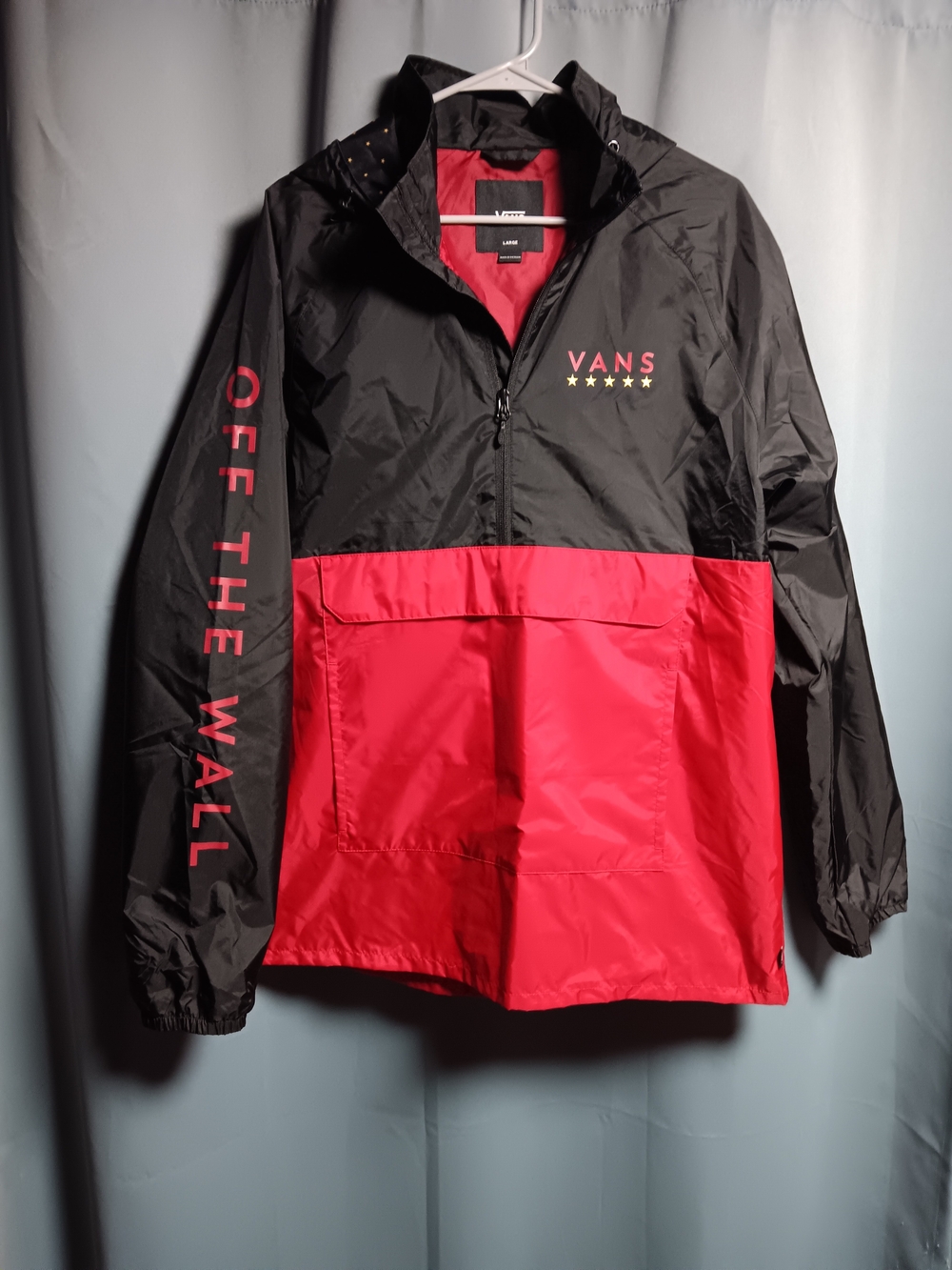 Vans Red And Black Pull-Over Windbreaker Jacket Size Large
